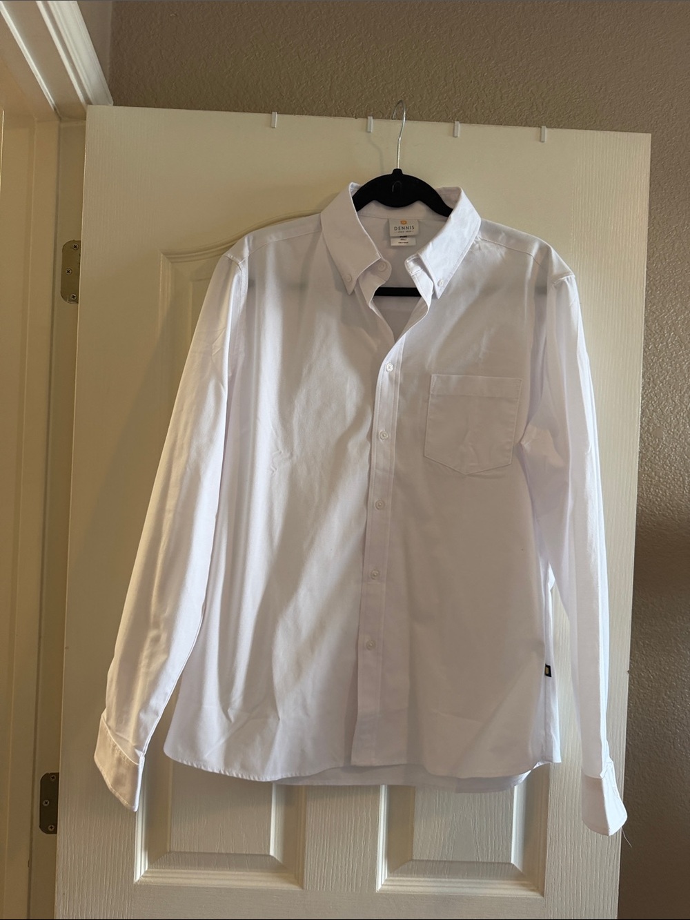 Dennis- Men's White Button-Down Dress Shirt with Chest Pocket